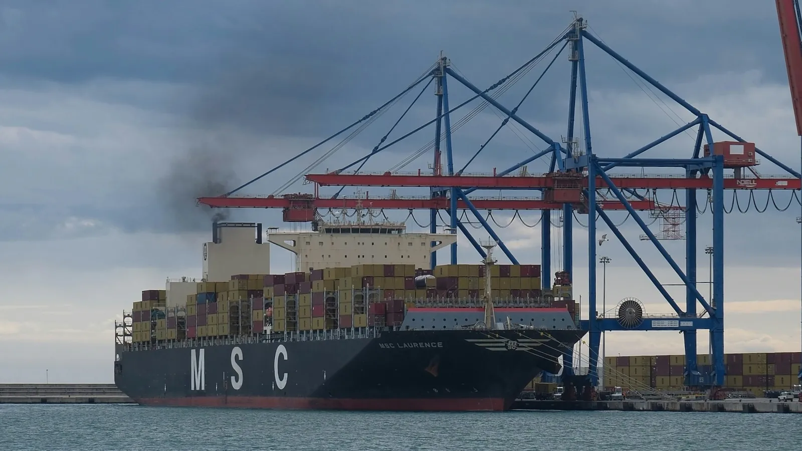 A real container ship at a working international port